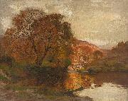 Alfred East Lake in Autumn Sweden oil painting artist